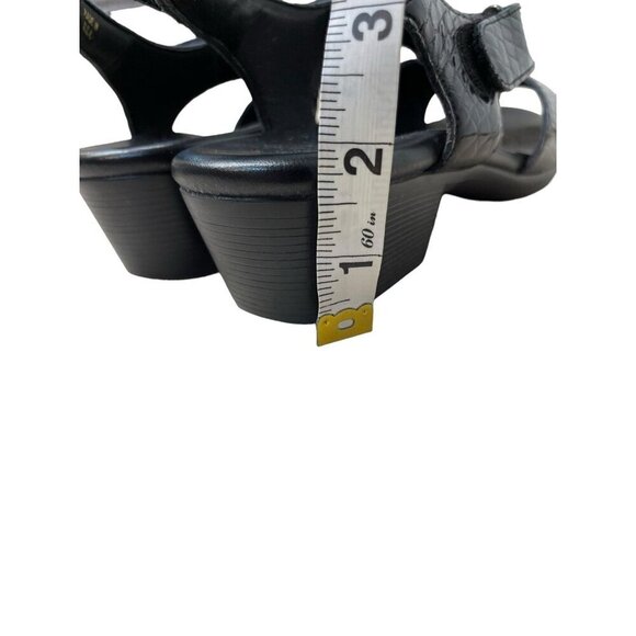 SAS SunTimer Sandals Womens 8.5N Black Patent Croc Print Sling Back Shoes - Picture 6 of 9